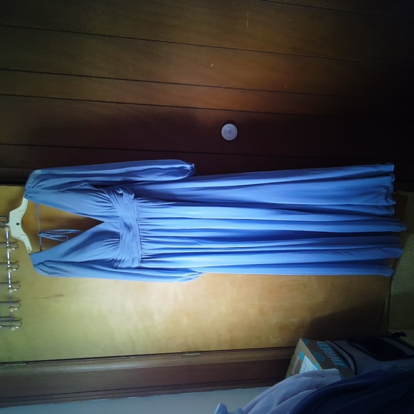 Azazie Light Blue Long Sleeve Dress - Picture 4 of 5